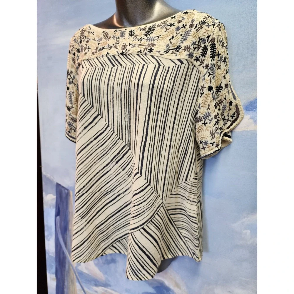 Benares M Embroidered Sleeve  Boho Blouse LNC!